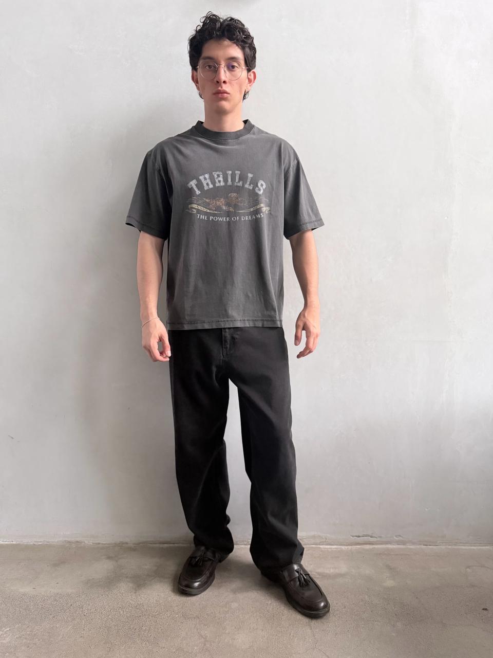Camiseta Thrills The Power Dreams Oversize Box Crop Grey