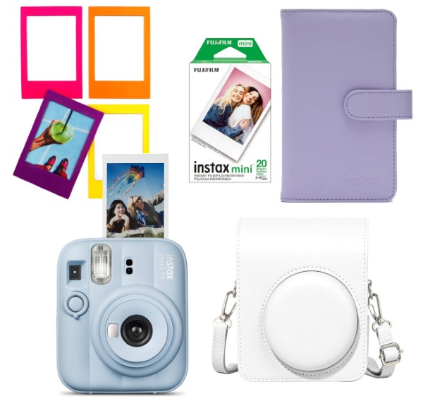 FUJIFILM/COMBO CAMARA INSTAX MINI 13 BLUE + FILM + FUNDA + ALBUM + MARCOS – foto 1