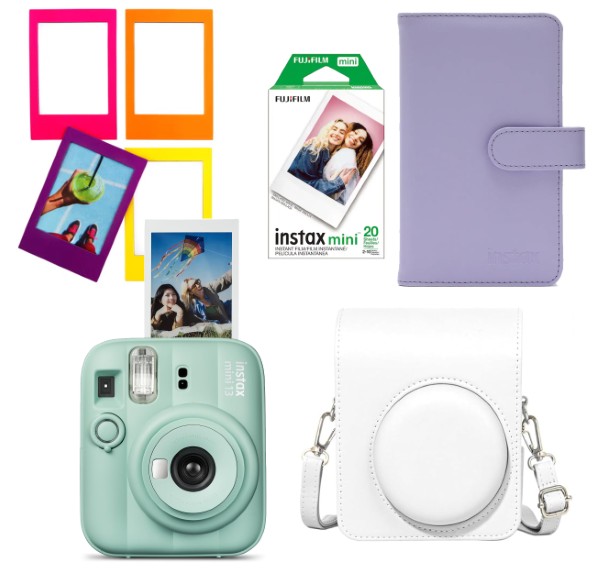 FUJIFILM/COMBO CAMARA INSTAX MINI 13 GREEN + FILM + FUNDA + ALBUM + MARCOS – foto 1