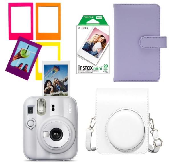 FUJIFILM/COMBO CAMARA INSTAX MINI 13 WHITE + FILM + FUNDA + ALBUM + MARCOS – foto 1